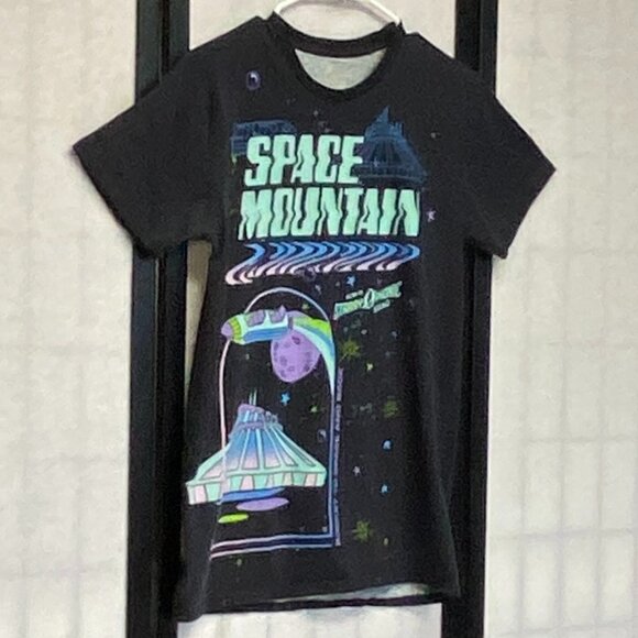 Disney Space Mountain Tee Black M Parks Exclusive Graphic T-Shirt Short Sleeve - Picture 3 of 11